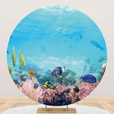 Rosa Koralle Riffe Und Fisch Runden Hintergrund Für Sommer